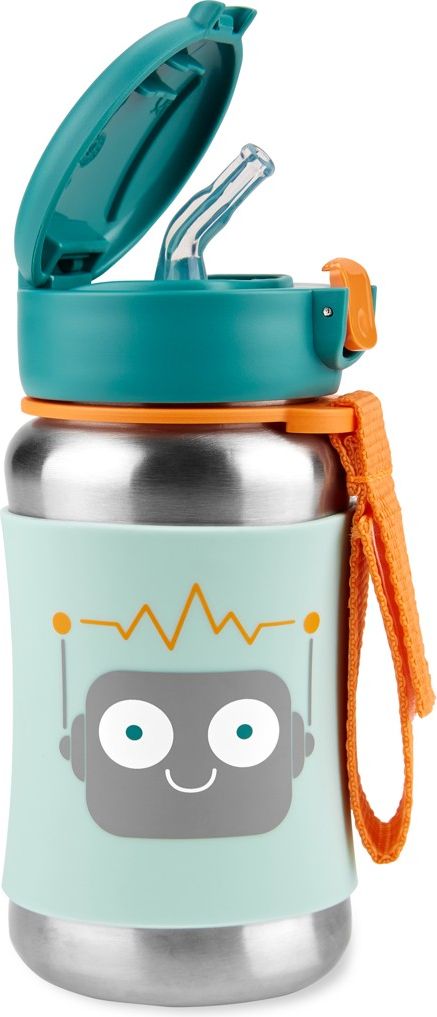 SKIP HOP Spark Style Láhev s brčkem na vodu nerez Robot 12 m+ - obrázek 2