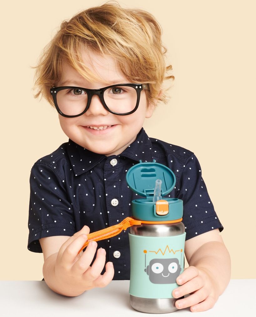 SKIP HOP Spark Style Láhev s brčkem na vodu nerez Robot 12 m+ - obrázek 4