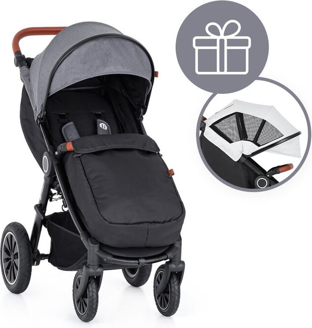 PETITE&MARS Kočárek Street+ Air Oak Ultimate Grey Complete + stříška letní na Street+ Summer Silver - obrázek 1