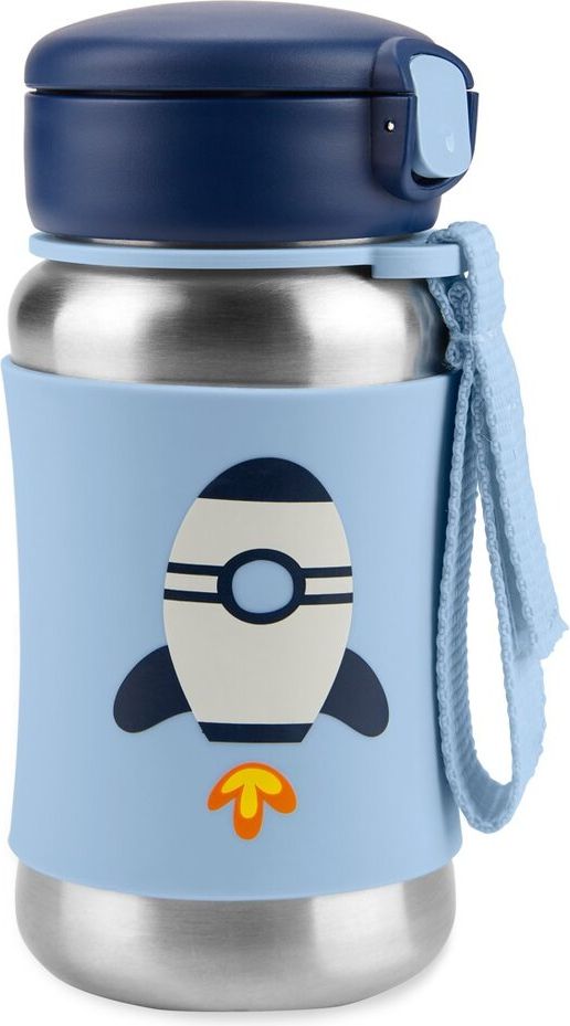 SKIP HOP Spark Style Láhev s brčkem na vodu nerez Raketa 12 m+ - obrázek 1