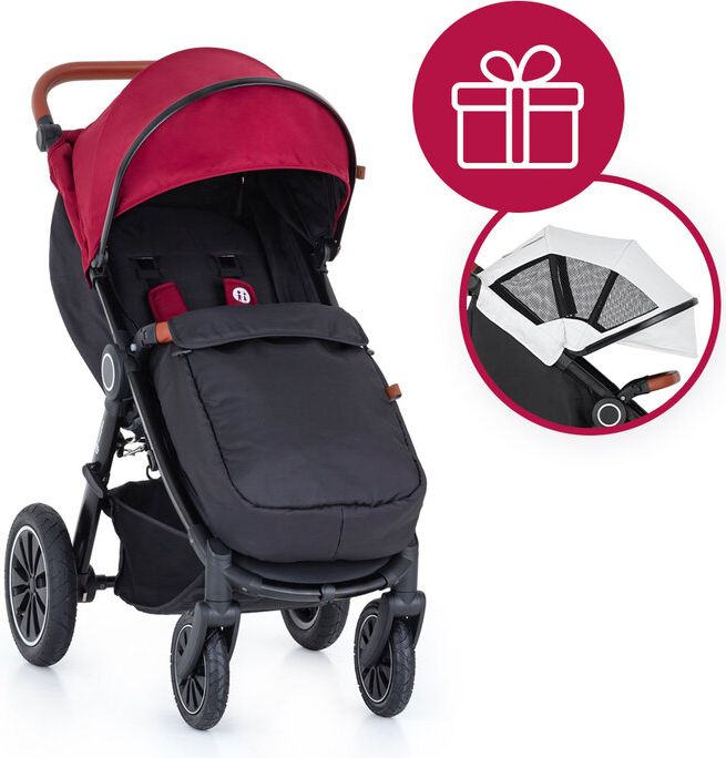 PETITE&MARS Kočárek Street+ Air Oak Deep Ruby Complete + stříška letní na Street+ Summer Silver - obrázek 1