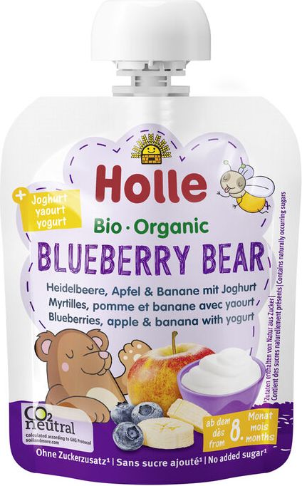 HOLLE BIO Blueberry bear - dětské ovocné pyré s jogurtem - obrázek 1