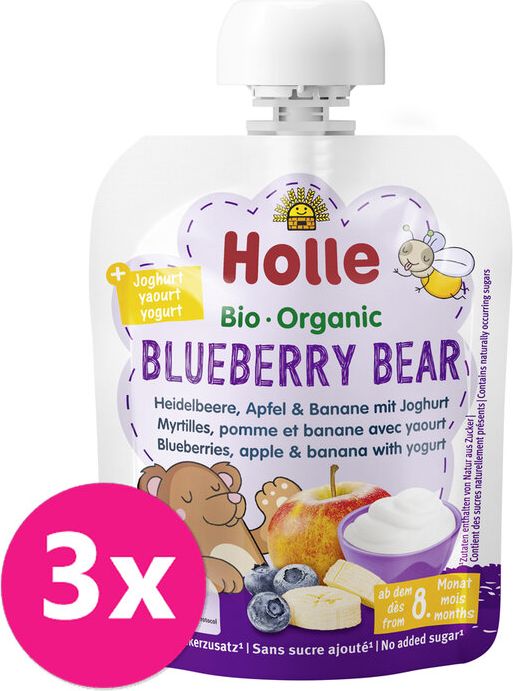 3x HOLLE BIO Blueberry bear - dětské ovocné pyré s jogurtem - obrázek 1