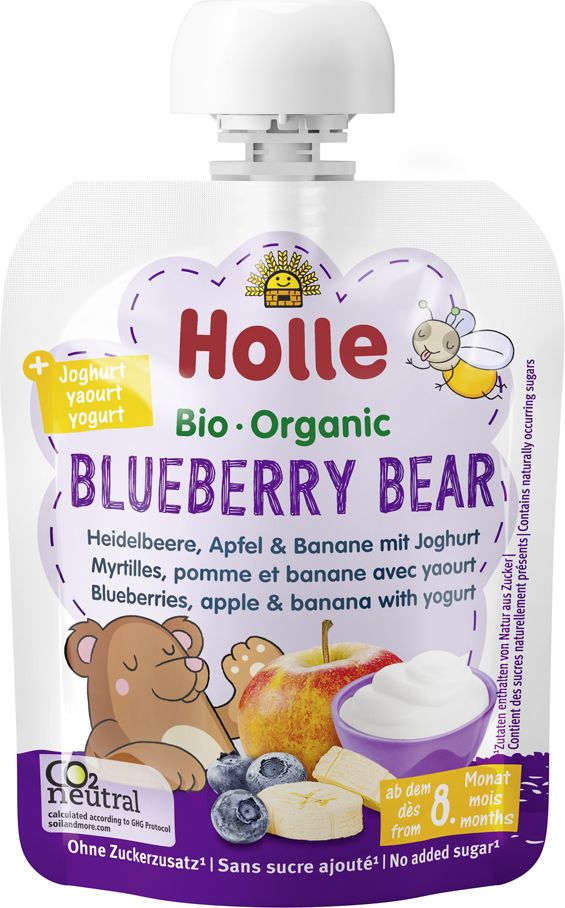 3x HOLLE BIO Blueberry bear - dětské ovocné pyré s jogurtem - obrázek 2