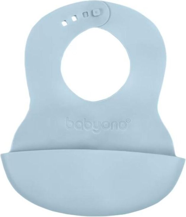 BABYONO Bryndák měkký plastový s kapsou bez BPA light blue 6 m+ - obrázek 1