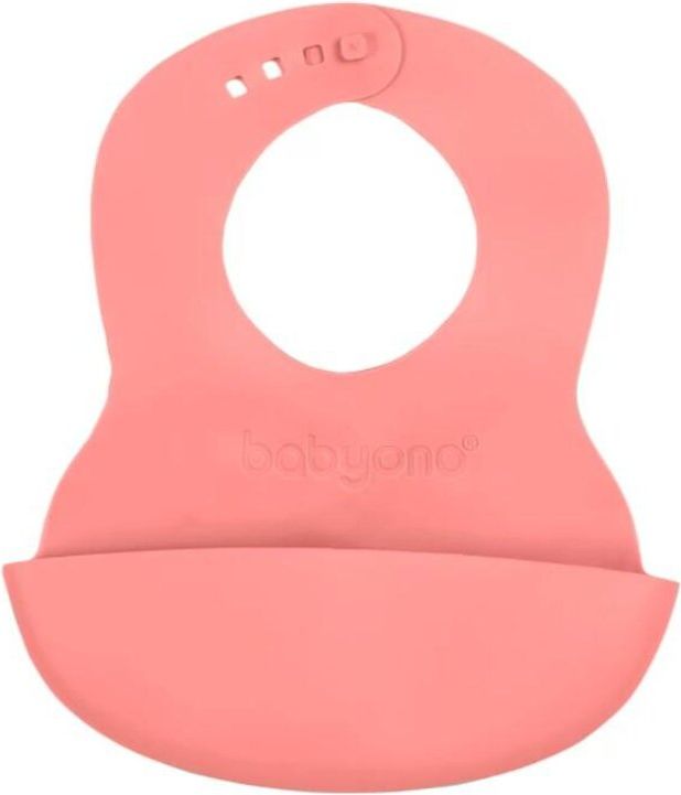BABYONO Bryndák měkký plastový s kapsou bez BPA coral 6 m+ - obrázek 1