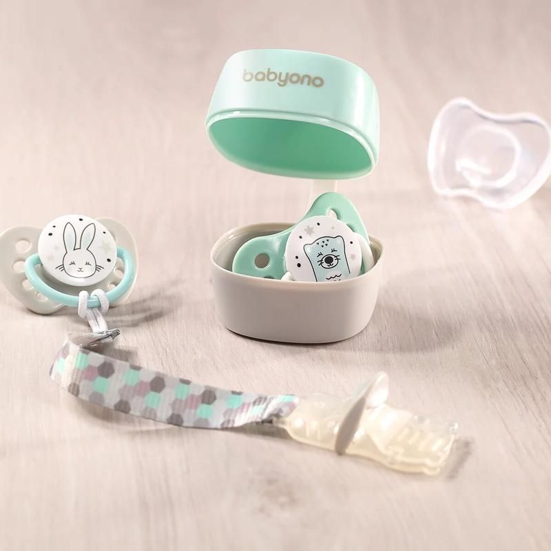 BABYONO Klip na dudlík 0 m+ šedo/zelený - obrázek 3