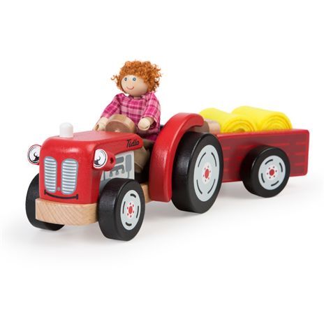 Tidlo Dřevěný traktor s postavičkou - obrázek 1