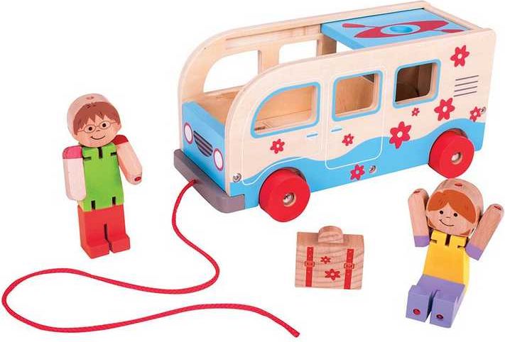 Bigjigs Toys Dřevěné tahací obytné auto - obrázek 2