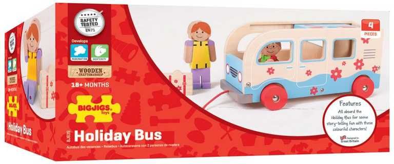 Bigjigs Toys Dřevěné tahací obytné auto - obrázek 3