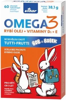 Vitar Kids Omega 3 + Vitamin D + Vitamin E 60 kapslí - obrázek 1
