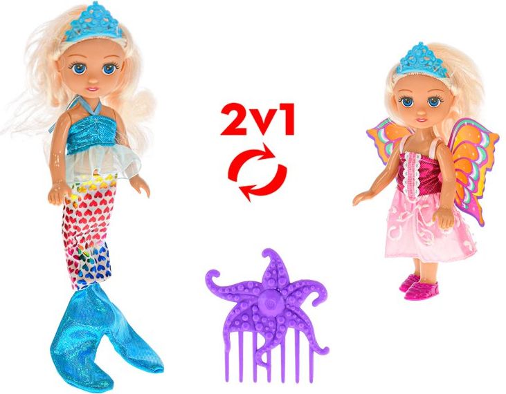 Panenka 15,5cm víla/mořská panna s doplňky 2barvy v krabičce - obrázek 1