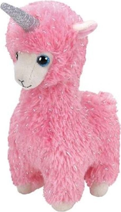 Beanie Babies LANA, 15 cm - pink llama with horn (3) - obrázek 1