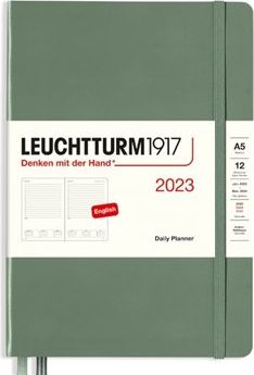 Denní diář Leuchtturm olive, Daily Planner Medium (A5) 2023, English - obrázek 1