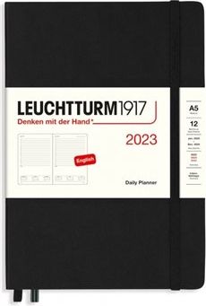 Denní diář Leuchtturm black, Daily Planner Medium (A5) 2023, English - obrázek 1