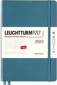 Denní diář Leuchtturm stone Blue, Daily Planner Medium (A5) 2023, English - obrázek 1