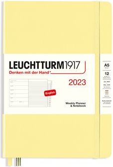 Diář Leuchtturm 2023 Vanilla, Weekly Planner & Notebook Medium (A5) 2023, with extra booklet, English - obrázek 1