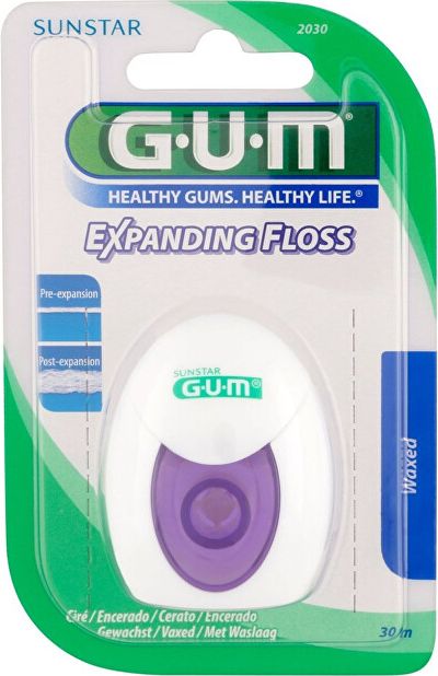 GUM Voskovaná dentální nit s mentolem Expanding Floss  30 m - obrázek 1