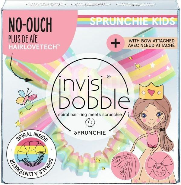 Invisibobble Dětská gumička do vlasů se stuhou Kids Slim Sprunchie Let‘s Chase Rainbows - obrázek 1