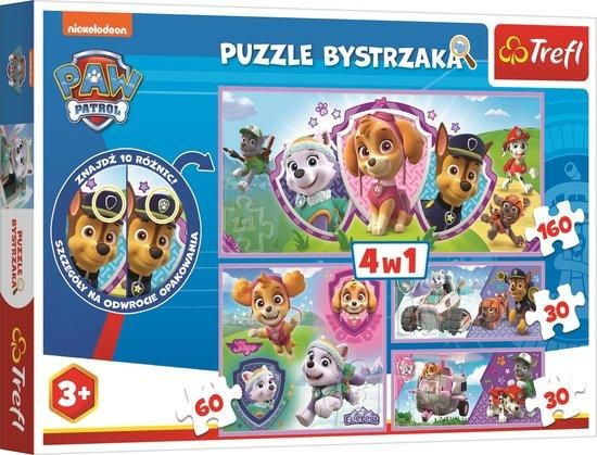 TREFL Puzzle s hledáním rozdílů Tlapková patrola 4v1 (30,30,60,160 dílků) - obrázek 1