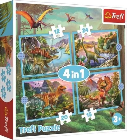 TREFL Puzzle Jedineční dinosauři 4v1 (12,15,20,24 dílků) - obrázek 1