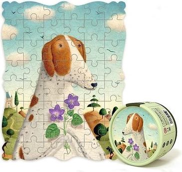 Mideer kreativní puzzle - Portrét psa s fialkami - obrázek 1