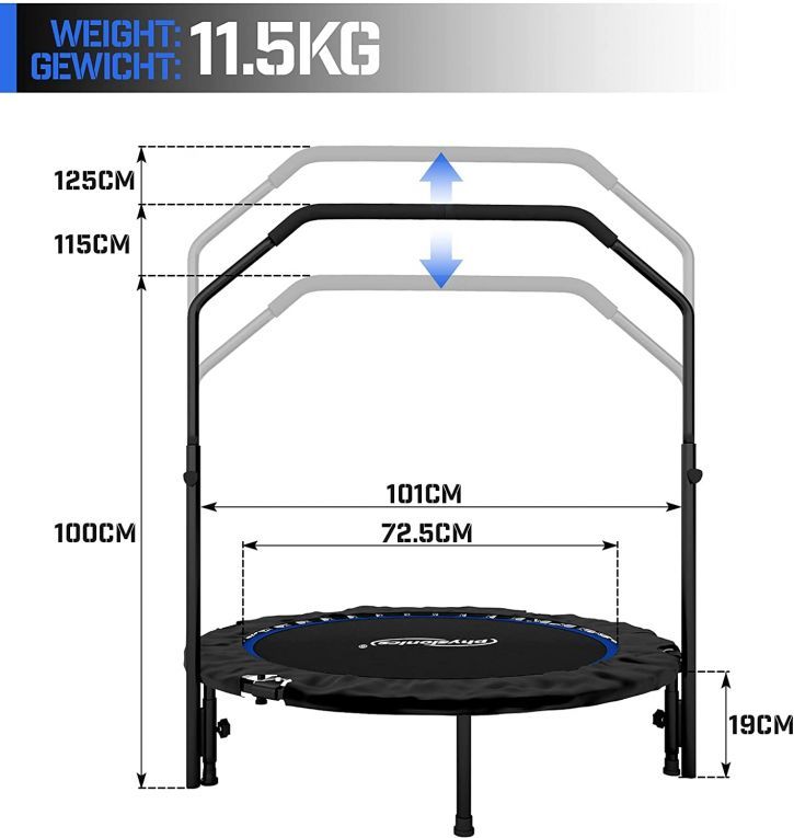 Physionics Fitness trampolína 101 cm, do 150 kg, modrá - obrázek 25