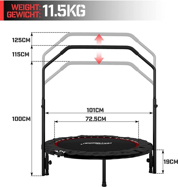 Physionics Fitness trampolína 101 cm, do 150 kg, červená - obrázek 6
