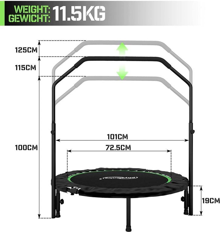 Physionics Fitness trampolína 101 cm, do 150 kg, zelená - obrázek 6