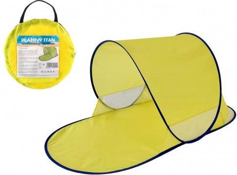 Stan plážový s UV filtrem 140x70x62cm samorozkládací polyester/kov ovál žlutý v látkové tašce - obrázek 1