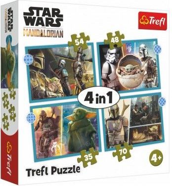 Puzzle 4v1 Mandalorian/Star Wars 28,5x20,5cm v krabici 28x28x6cm - obrázek 1