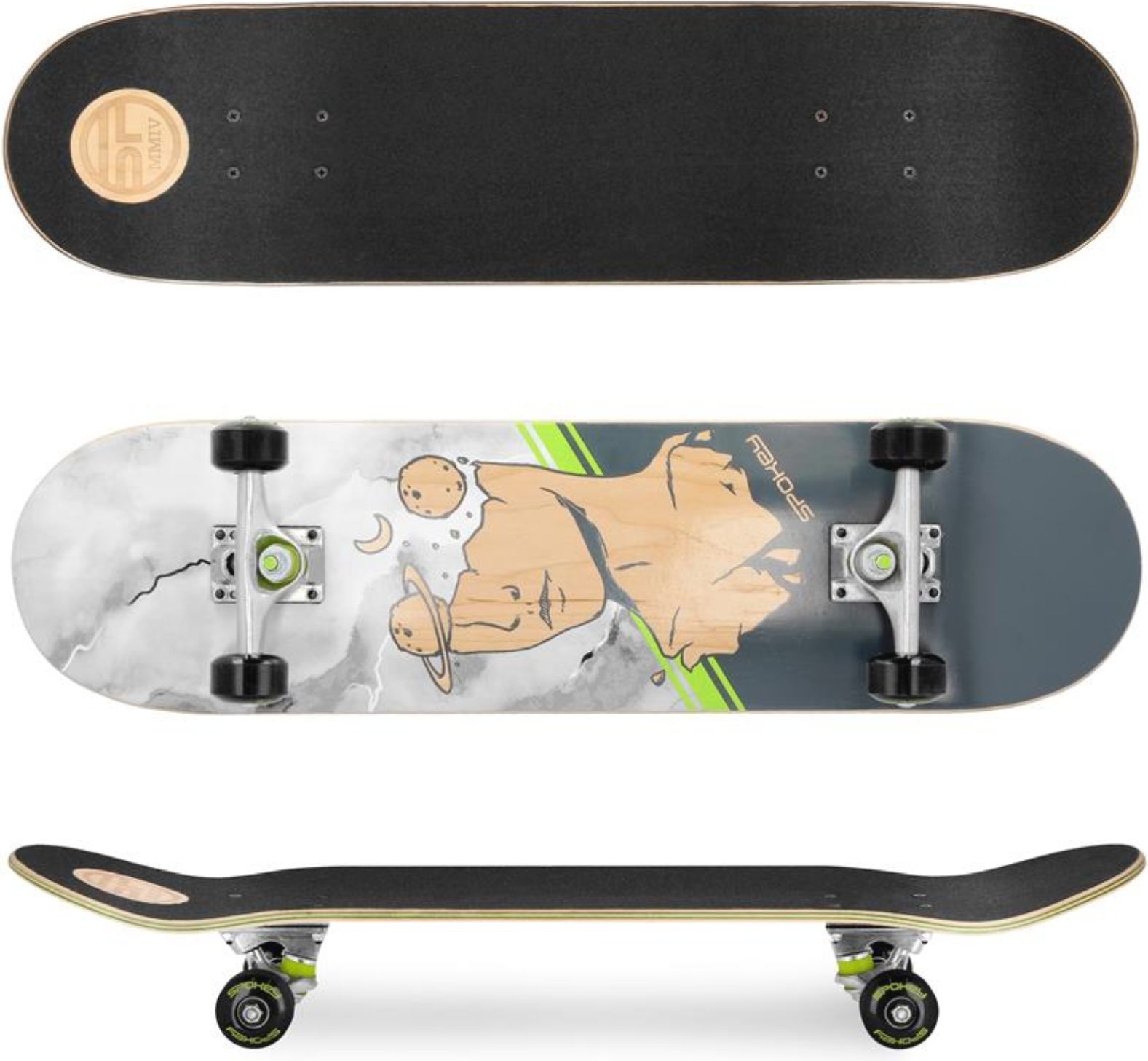 Skateboard SPOKEY Skalle Pro - šedý - obrázek 1