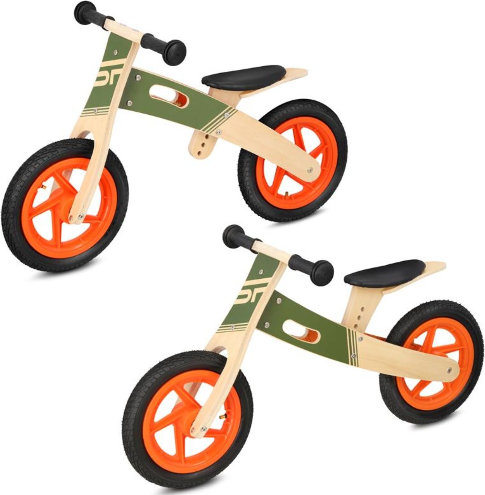 Dětské dřevěné odrážedlo SPOKEY Woo-Ride Duo - khaki - obrázek 1