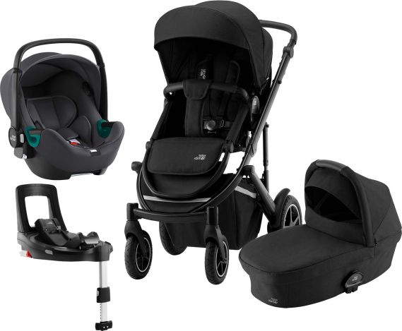 Britax Römer Set 4v1 kočárek Smile III + hl. korba + autosedačka Baby Safe iSENSE + báze, Space Black - obrázek 1