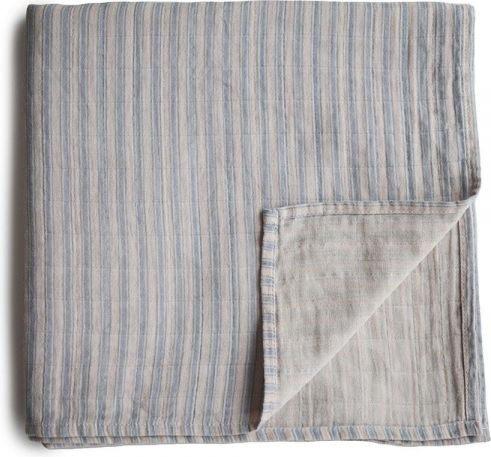 MUSHIE mušelínová zavinovačka z BIO bavlny, 120x120 cm - blue-stripes - obrázek 1