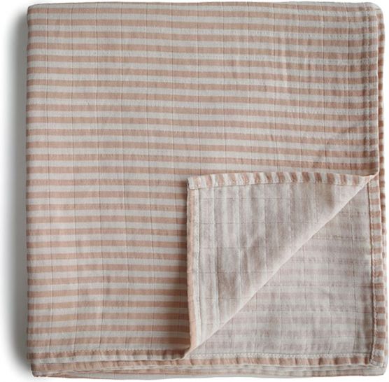 MUSHIE mušelínová zavinovačka z BIO bavlny, 120x120 cm - natural-stripes - obrázek 1