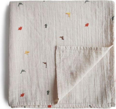 MUSHIE mušelínová zavinovačka z BIO bavlny, 120x120 cm - dinosaur - obrázek 1