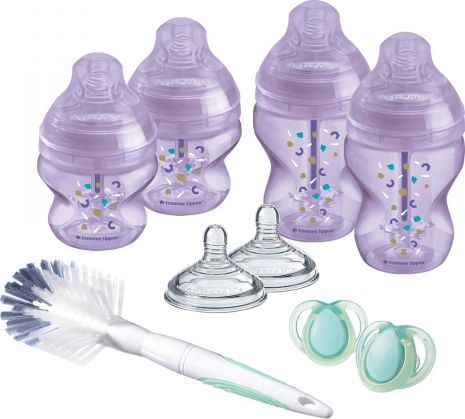 Tommee Tippee Sada kojeneckých lahviček C2N ANTI-COLIC s kartáčem Purple - obrázek 1