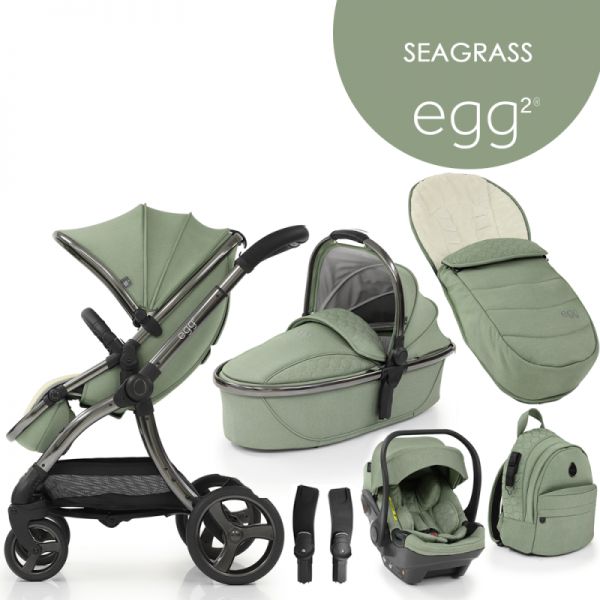 Egg 2 SET GOLD 6 v 1 SEAGRASS/Gun Metal, kočárek, korba, autosedačka, multiadaptér, batoh, fusak - obrázek 1