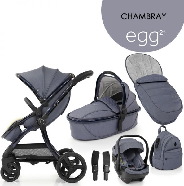 Egg 2 SET GOLD 6 v 1 CHAMBRAY/Blue, korba, autosedačka, multiadaptér, batoh, fusak - obrázek 1