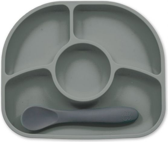 BBLÜV Yümi Silikonový talířek a lžička Grey - obrázek 1