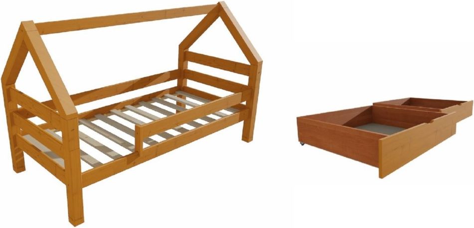 DĚTSKÁ POSTEL DOMEČEK SE ZÁBRANOU SE ŠUPLÍKY