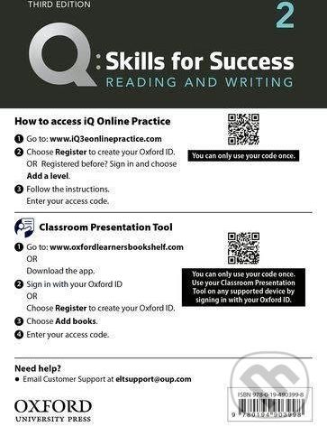 Q: Skills for Success: Reading and Writing 2 - Teacher´s Access Card, 3rd - Joe McVeigh - obrázek 1
