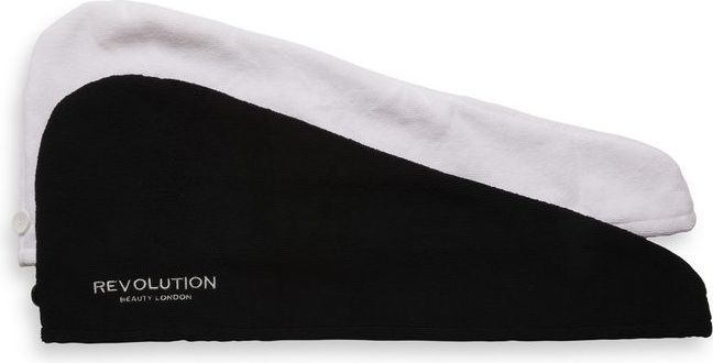 Revolution Haircare Microfibre Hair Wraps ručník na vlasy odstín Black/White 2 ks - obrázek 1