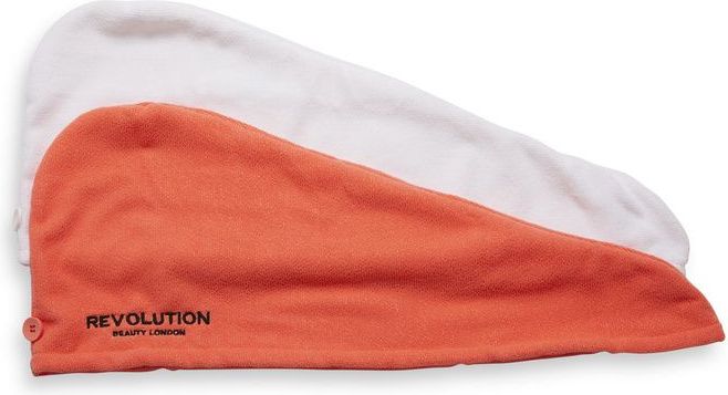 Revolution Haircare Microfibre Hair Wraps ručník na vlasy odstín Coral/White 2 ks - obrázek 1