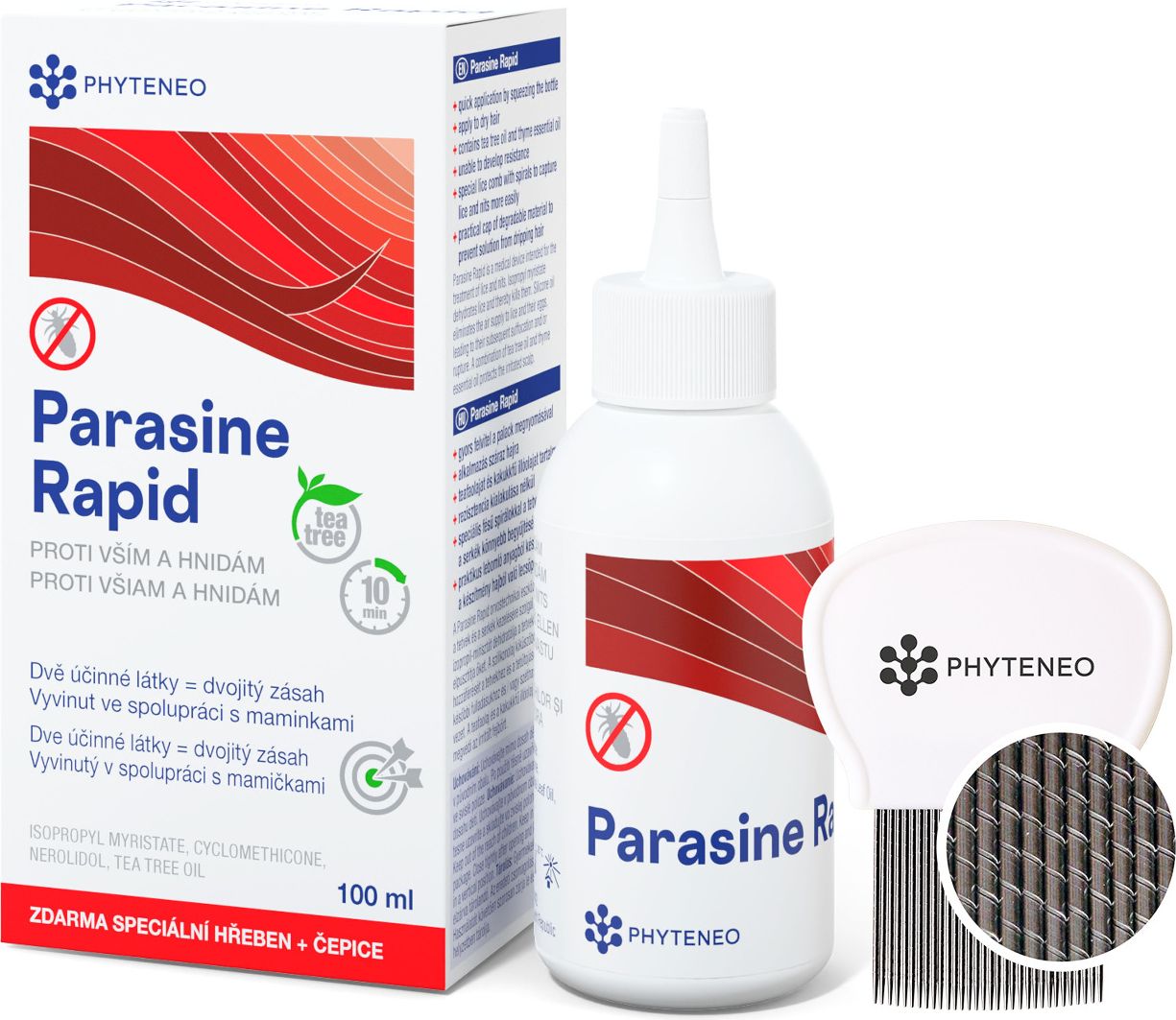 Phyteneo Parasine Rapid 100 ml + speciální hřeben + čepice - obrázek 1