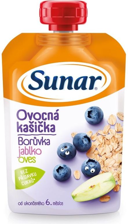 Sunar Ovocná kašička borůvka jablko ovesné vločky 120 g - obrázek 1