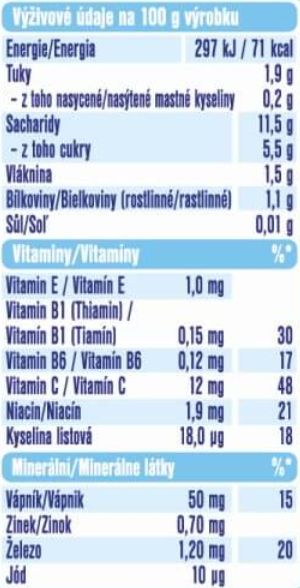 Sunar Ovocná kašička borůvka jablko ovesné vločky 120 g - obrázek 2