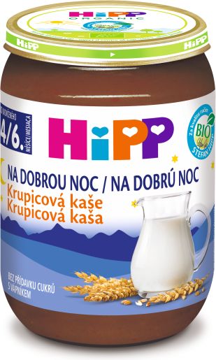 HiPP BIO na dobrou noc krupicová vanilková 190 g - obrázek 1