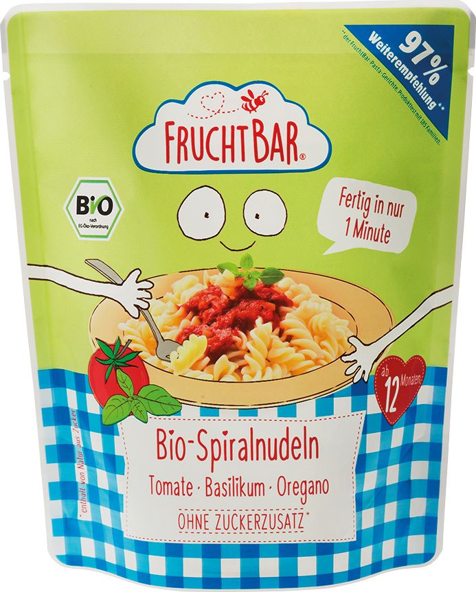 FruchtBar BIO Těstoviny s rajčatovou omáčkou a bylinkami 190 g - obrázek 1